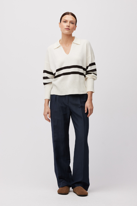 Bílá pruhovaná halenka z merino vlny