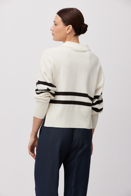 Bílá pruhovaná halenka z merino vlny