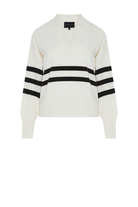 Bílá pruhovaná halenka z merino vlny