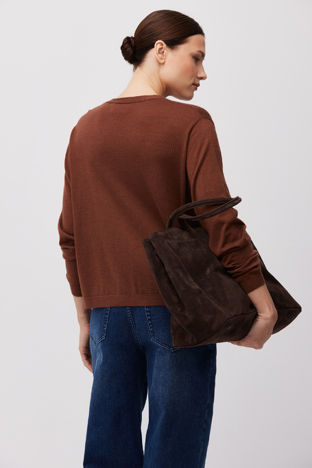 Hnědý kardigan ze směsi hedvábí a kašmíru