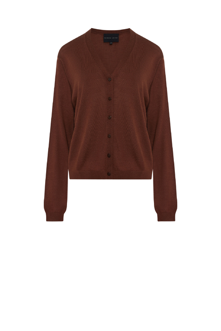 Hnědý kardigan ze směsi hedvábí a kašmíru