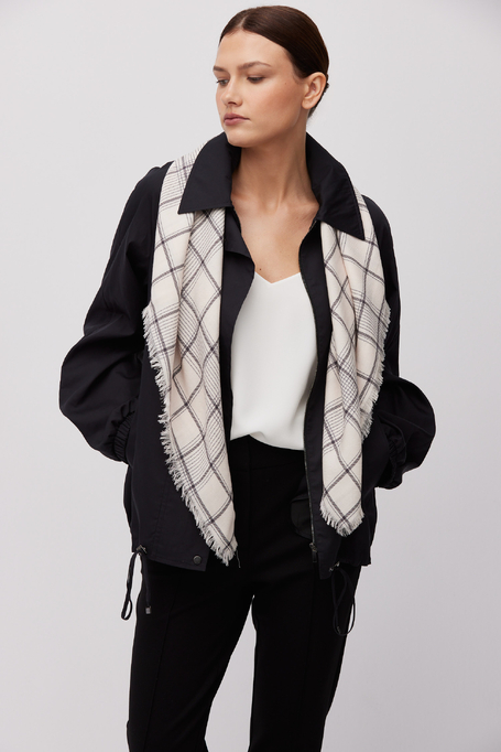 Kostkovaný šátek z vlny a hedvábí