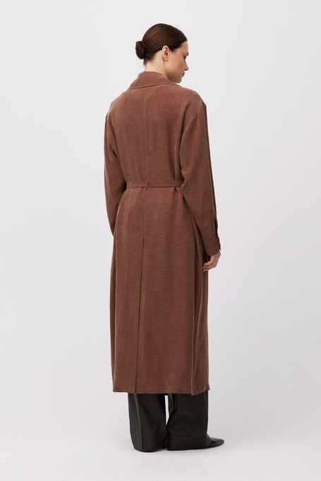 Hnědý kabát ze směsi lyocellu a lnu