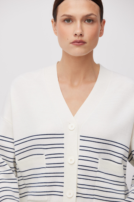 Pruhovaný kardigan z merino vlny