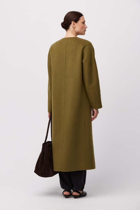 Zelený doubleface kabát s hedvábím