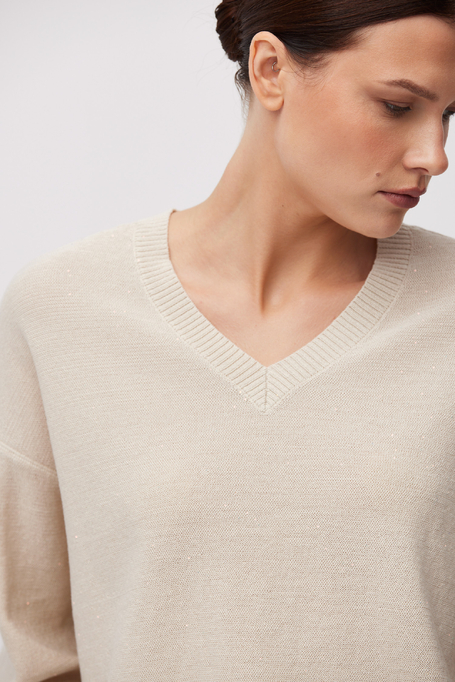 Halenka s výstřihem do V z hedvábí a lyocellu