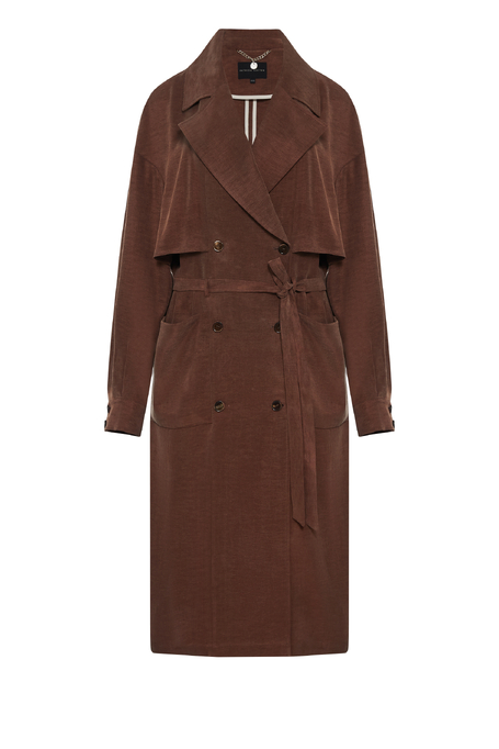 Hnědý kabát ze směsi lyocellu a lnu