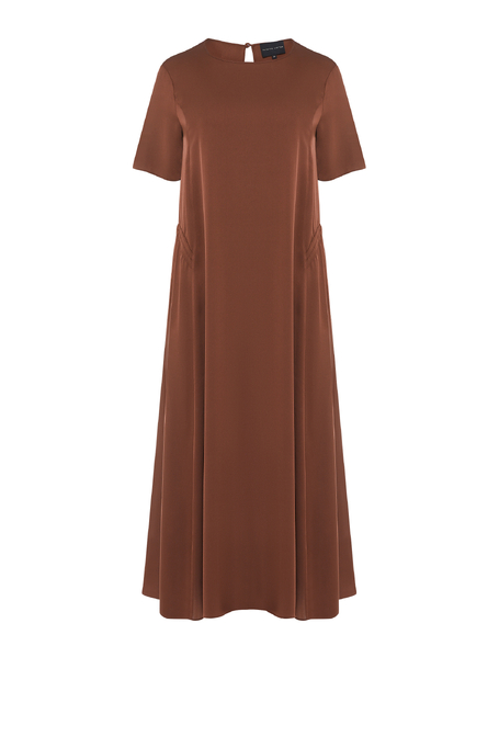 Hnědé šaty z hedvábí 
