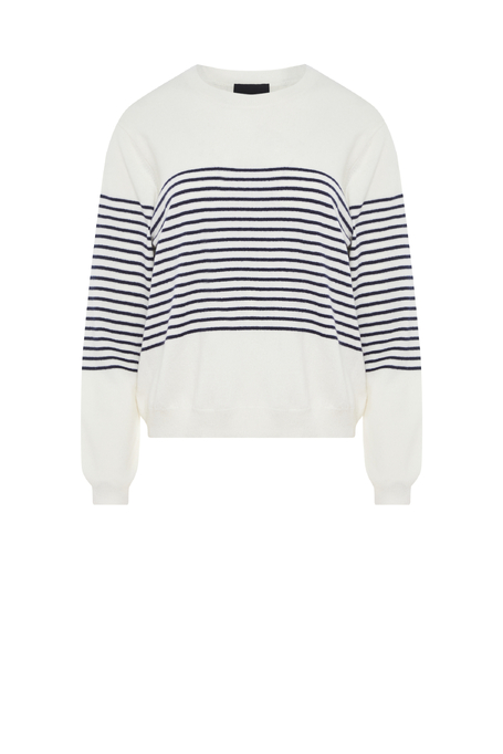 Pruhovaná halenka z merino vlny a kašmíru 