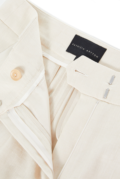 Béžové široké kalhoty s lnem - Patrizia Aryton