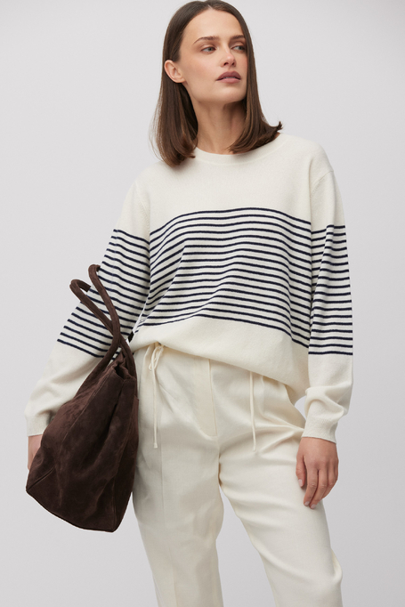 Pruhovaná halenka z merino vlny a kašmíru 