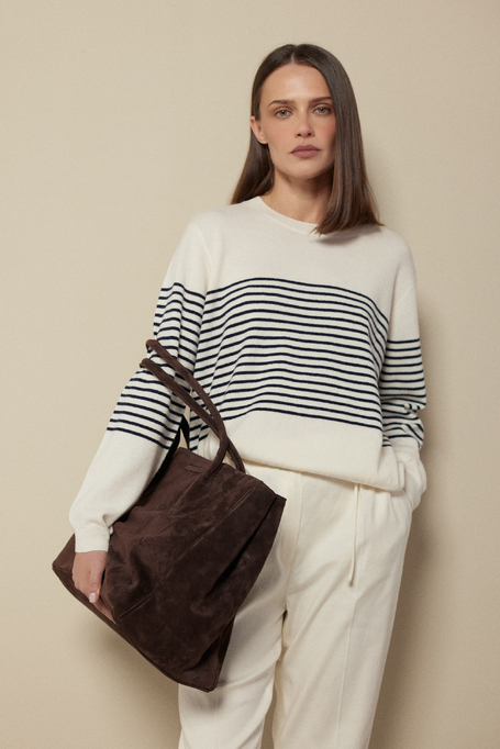 Pruhovaná halenka z merino vlny a kašmíru 