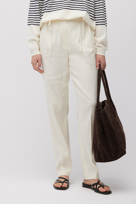 Bílé kalhoty s lnem 