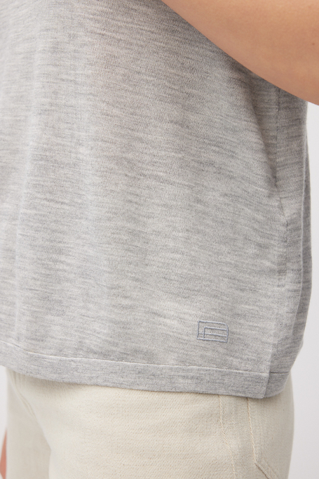 Šedá halenka s hedvábím a kašmírem 