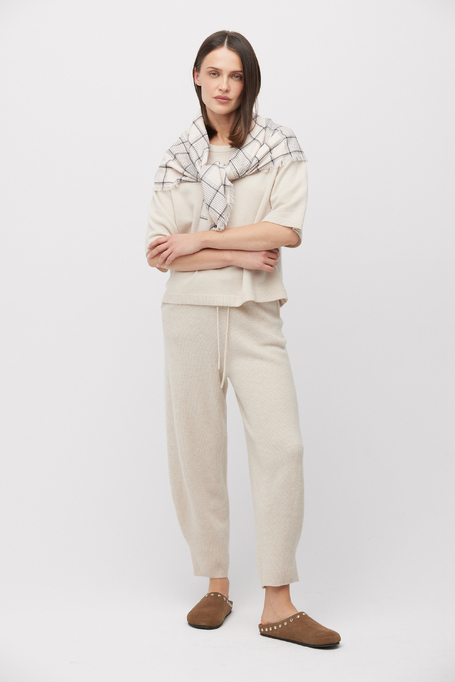 Šedé úpletové kalhoty z merino vlny - Patrizia Aryton