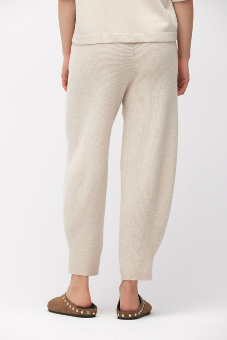 Šedé úpletové kalhoty z merino vlny - Patrizia Aryton