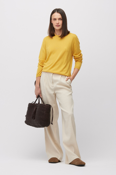 Žlutá halenka z merino vlny s dlouhým rukávem - Patrizia Aryton