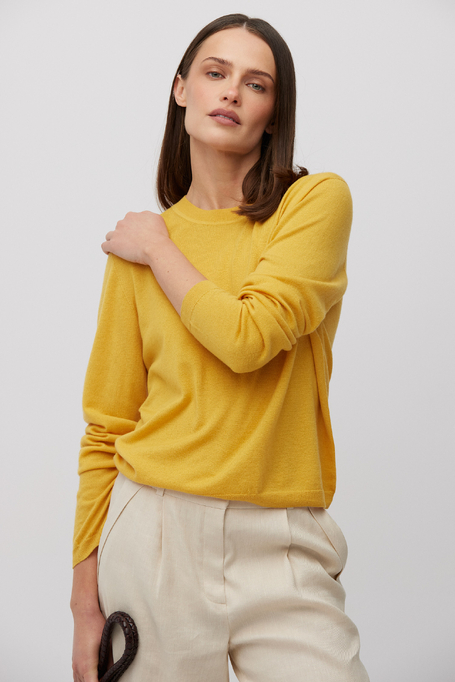 Žlutá halenka z merino vlny s dlouhým rukávem - Patrizia Aryton