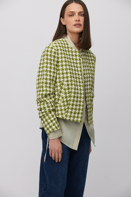 Boxy sako se zeleným pepita vzorem - Patrizia Aryton