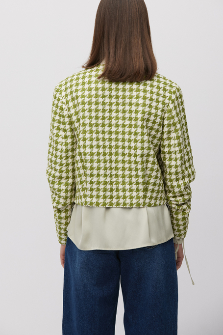 Boxy sako se zeleným pepita vzorem - Patrizia Aryton