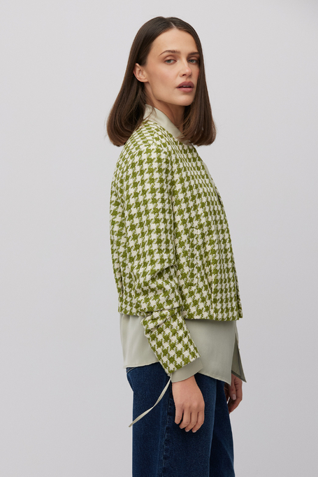 Boxy sako se zeleným pepita vzorem - Patrizia Aryton
