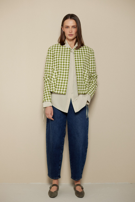 Boxy sako se zeleným pepita vzorem - Patrizia Aryton