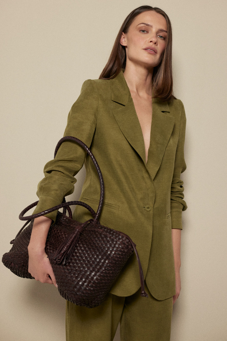 Zelené sako do kostýmu z lyocellu a lnu - Patrizia Aryton