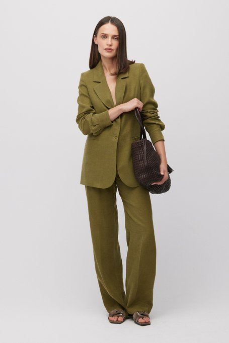 Zelené sako do kostýmu z lyocellu a lnu - Patrizia Aryton