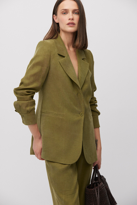 Zelené sako do kostýmu z lyocellu a lnu - Patrizia Aryton Zelené sako do kostýmu z lyocellu a lnu - Patrizia Aryton