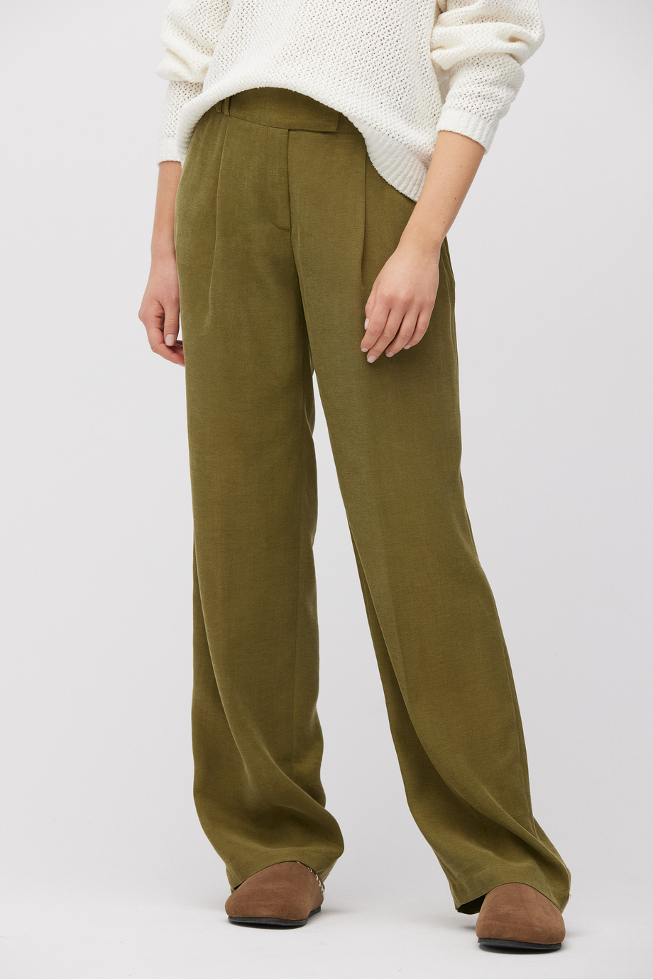 Zelené kalhoty do kostýmu ze směsi lnu a lyocellu - Patrizia Aryton Zelené kalhoty do kostýmu ze směsi lnu a lyocellu - Patrizia Aryton