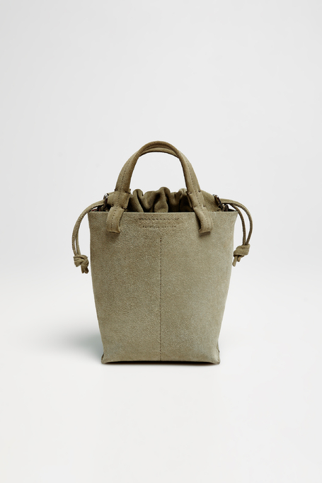 Zelená bucket kabelka ze semišové kůže - Patrizia Aryton