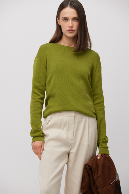 Zelená halenka z bavlny a hedvábí - Patrizia Aryton