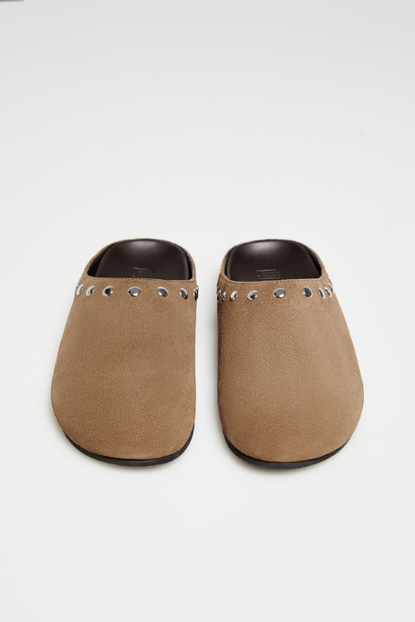 Hnědé semišové pantofle s cvoky - Patrizia Aryton