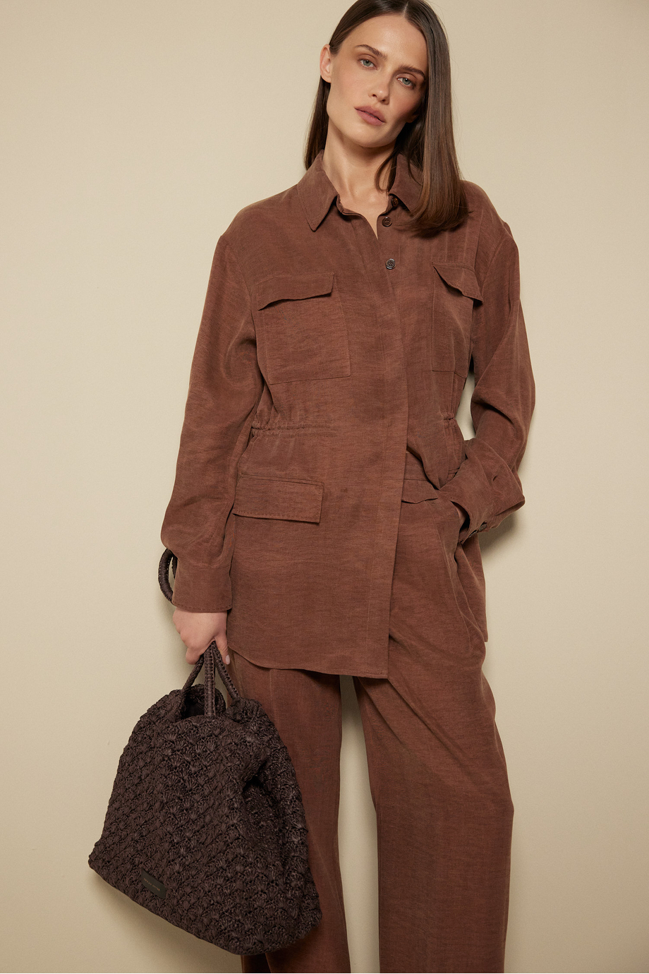 Hnědé sako ze směsi lnu a lyocellu - Patrizia Aryton Hnědé sako ze směsi lnu a lyocellu - Patrizia Aryton