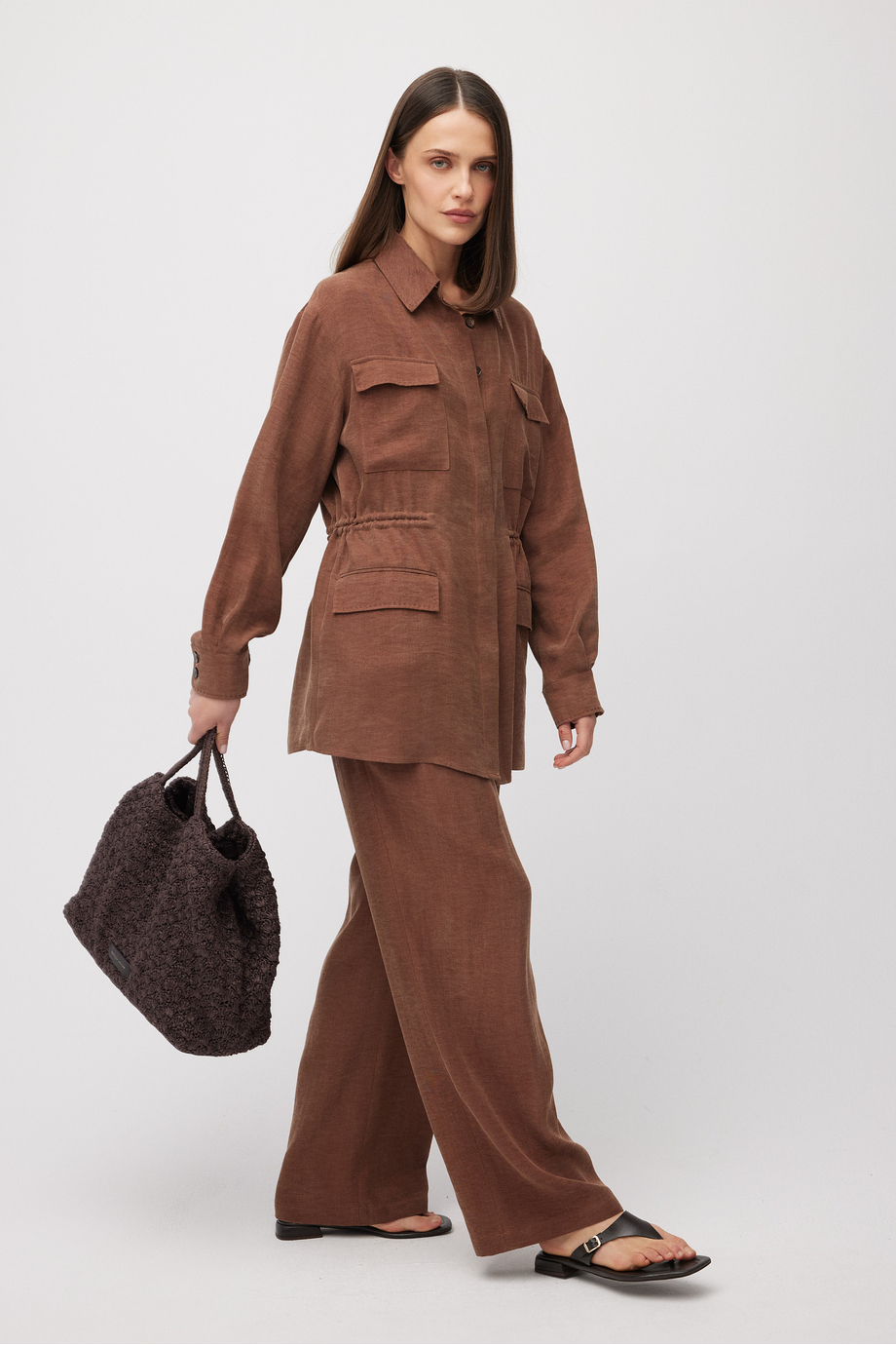 Hnědé sako ze směsi lnu a lyocellu - Patrizia Aryton Hnědé sako ze směsi lnu a lyocellu - Patrizia Aryton