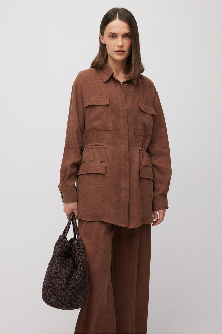 Hnědé sako ze směsi lnu a lyocellu - Patrizia Aryton Hnědé sako ze směsi lnu a lyocellu - Patrizia Aryton