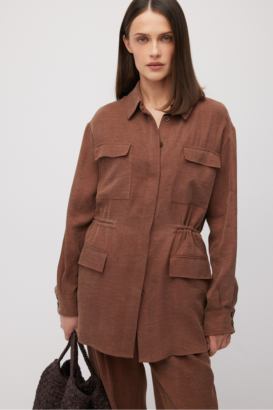 Hnědé sako ze směsi lnu a lyocellu - Patrizia Aryton Hnědé sako ze směsi lnu a lyocellu - Patrizia Aryton