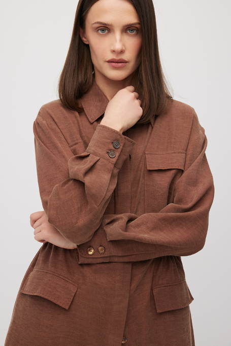Hnědé sako ze směsi lnu a lyocellu - Patrizia Aryton Hnědé sako ze směsi lnu a lyocellu - Patrizia Aryton