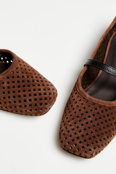 Hnědé baleríny ze semišové kůže - Patrizia Aryton