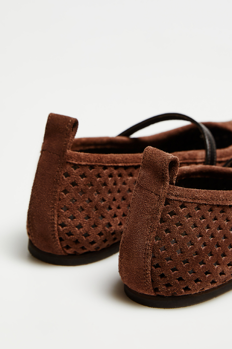 Hnědé baleríny ze semišové kůže - Patrizia Aryton