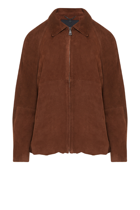 Hnědá bunda ze semišové kůže - Patrizia Aryton
