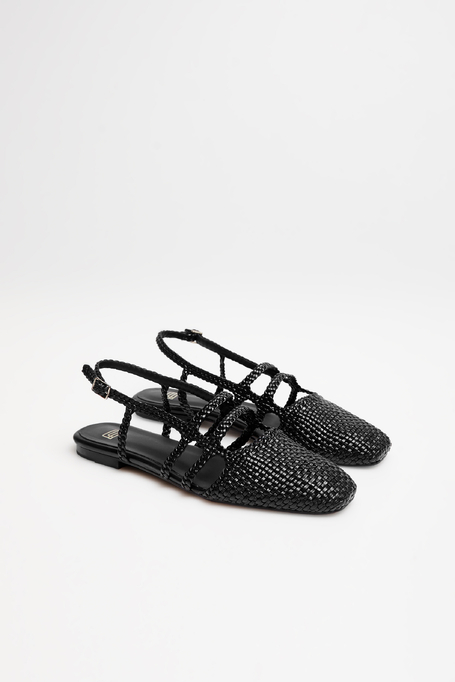 Černé slingback boty z pletené kůže - Patrizia Aryton