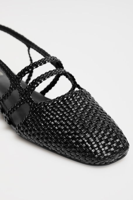 Černé slingback boty z pletené kůže - Patrizia Aryton