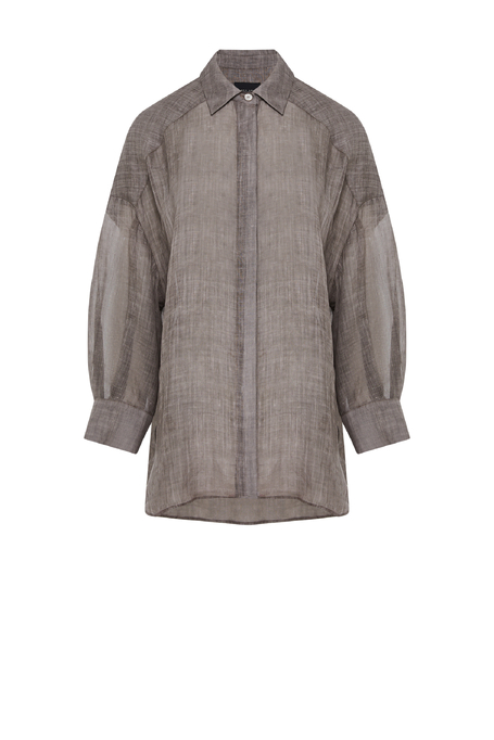 Volná hnědá košile z ramie - Patrizia Aryton