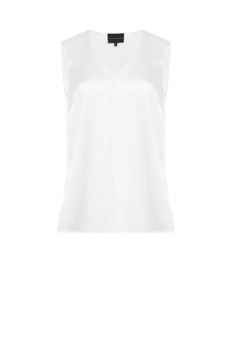 Bílý hedvábný top s výstřihem do V - Patrizia Aryton