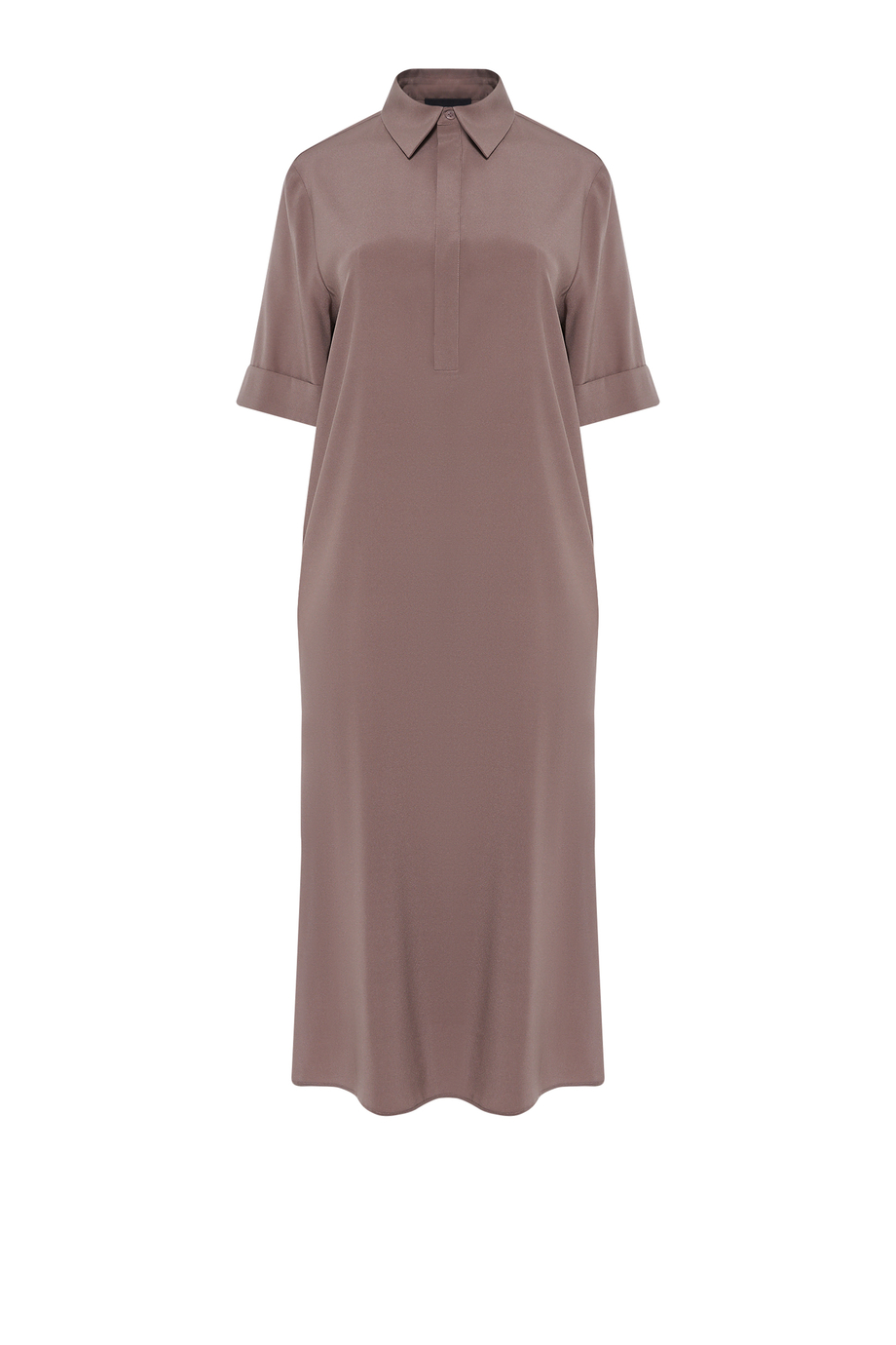 Béžové hedvábné košilové midi šaty - Patrizia Aryton Béžové hedvábné košilové midi šaty - Patrizia Aryton