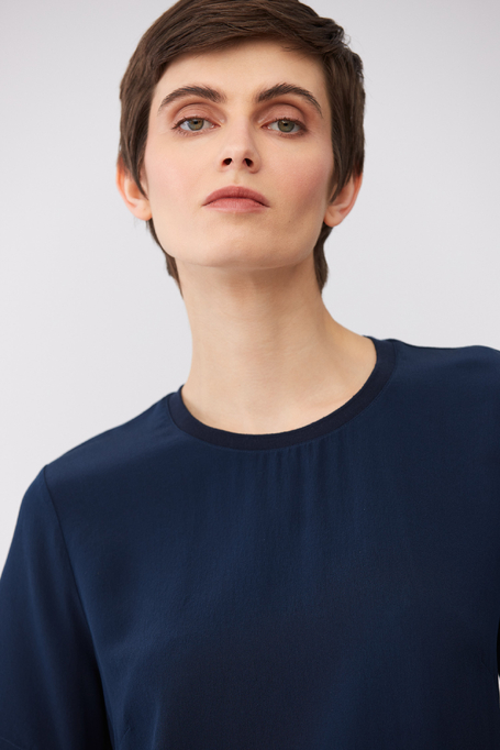 Tmavě modrá halenka Brigitte s hedvábím - Patrizia Aryton