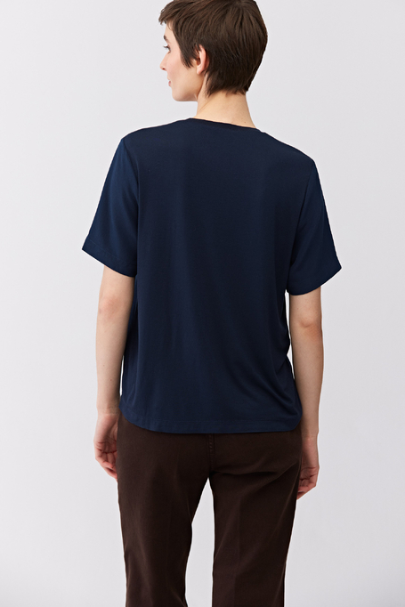 Tmavě modrá halenka Brigitte s hedvábím - Patrizia Aryton