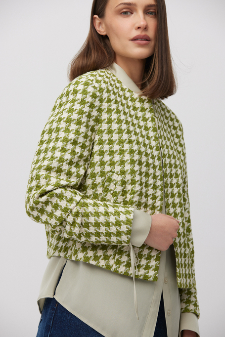 Boxy sako se zeleným pepita vzorem - Patrizia Aryton