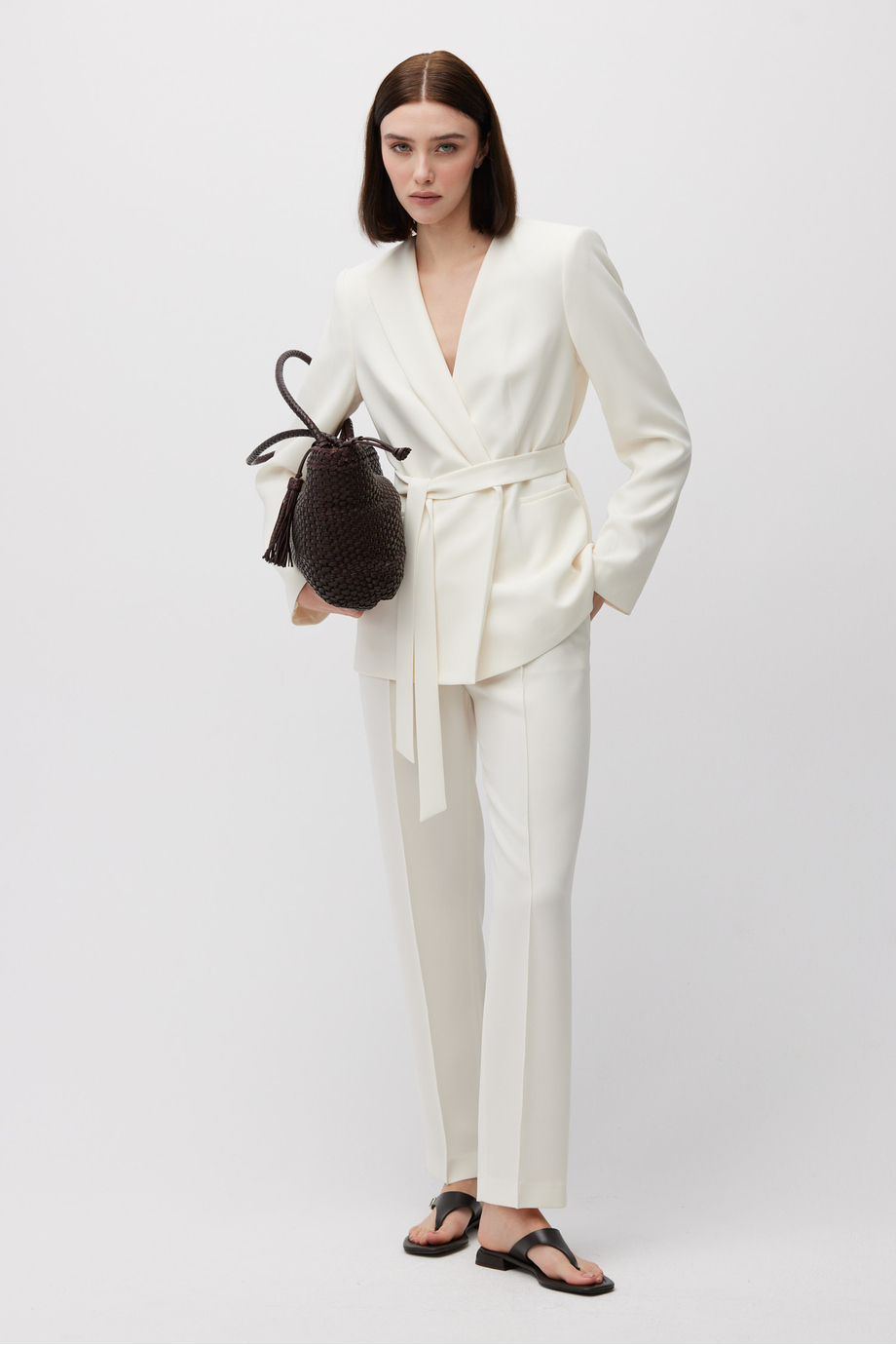 Béžové sako s páskem k obleku - Patrizia Aryton Béžové sako s páskem k obleku - Patrizia Aryton